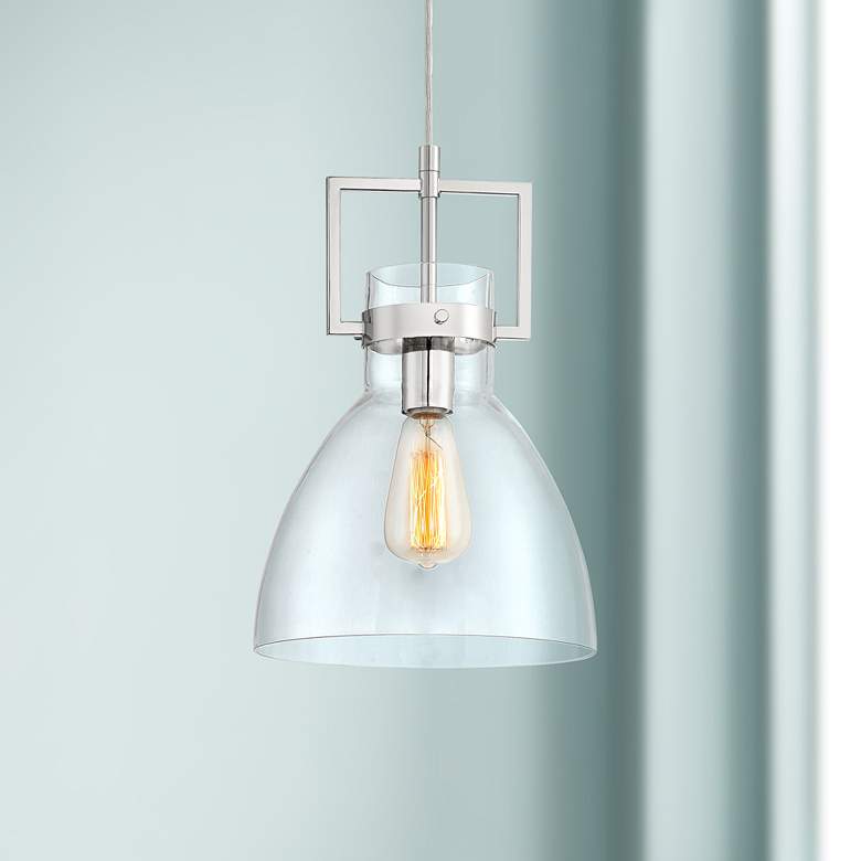 Image 1 Olney 10" Wide Polished Nickel and Glass Mini Pendant Light