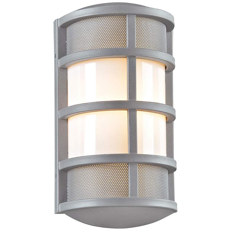 Image 1 Olsay 15 inch High Silver Capsule Outdoor Wall Light