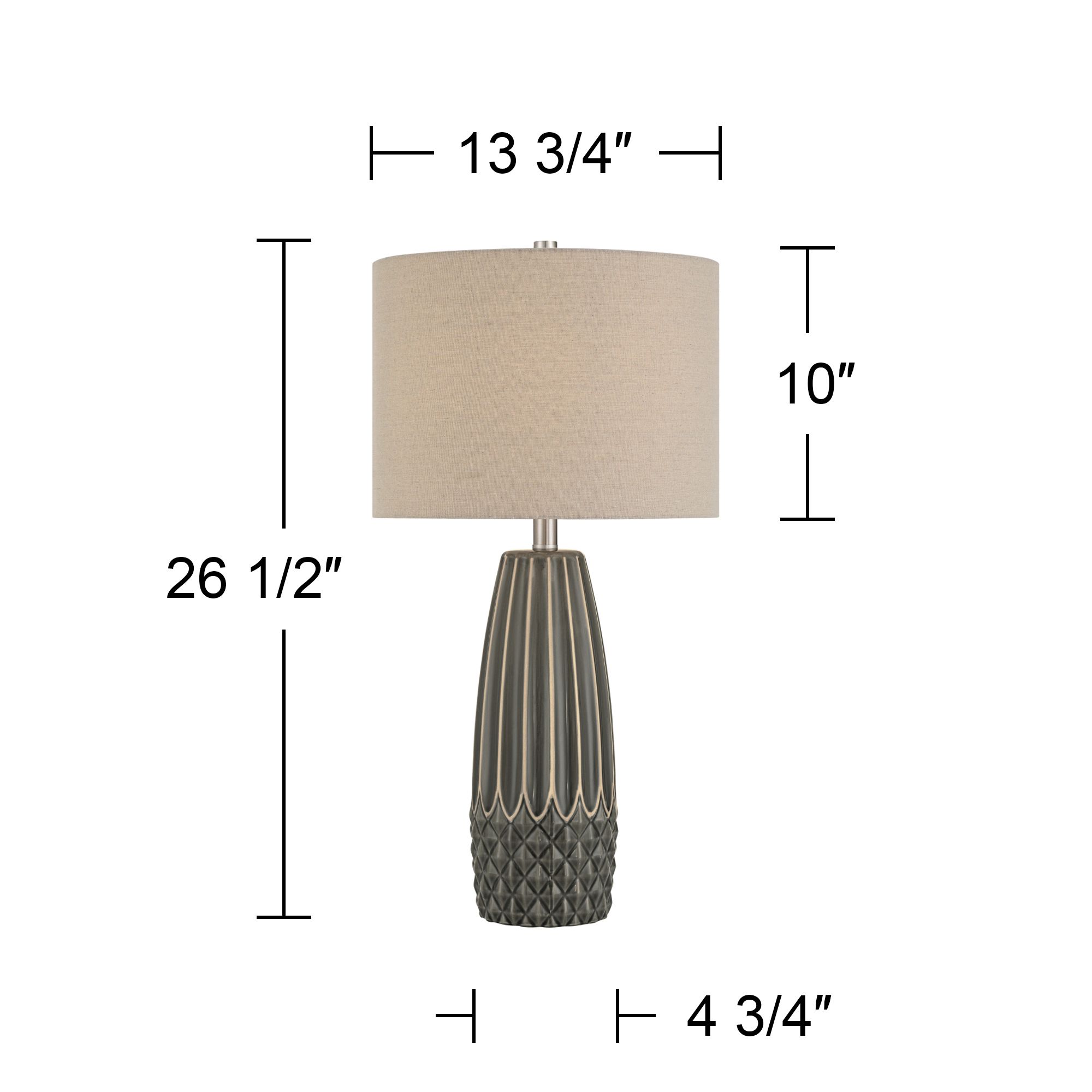 Olsen 26 1/2" High Charcoal Gray Stripe Ceramic Table Lamp Set of 2
