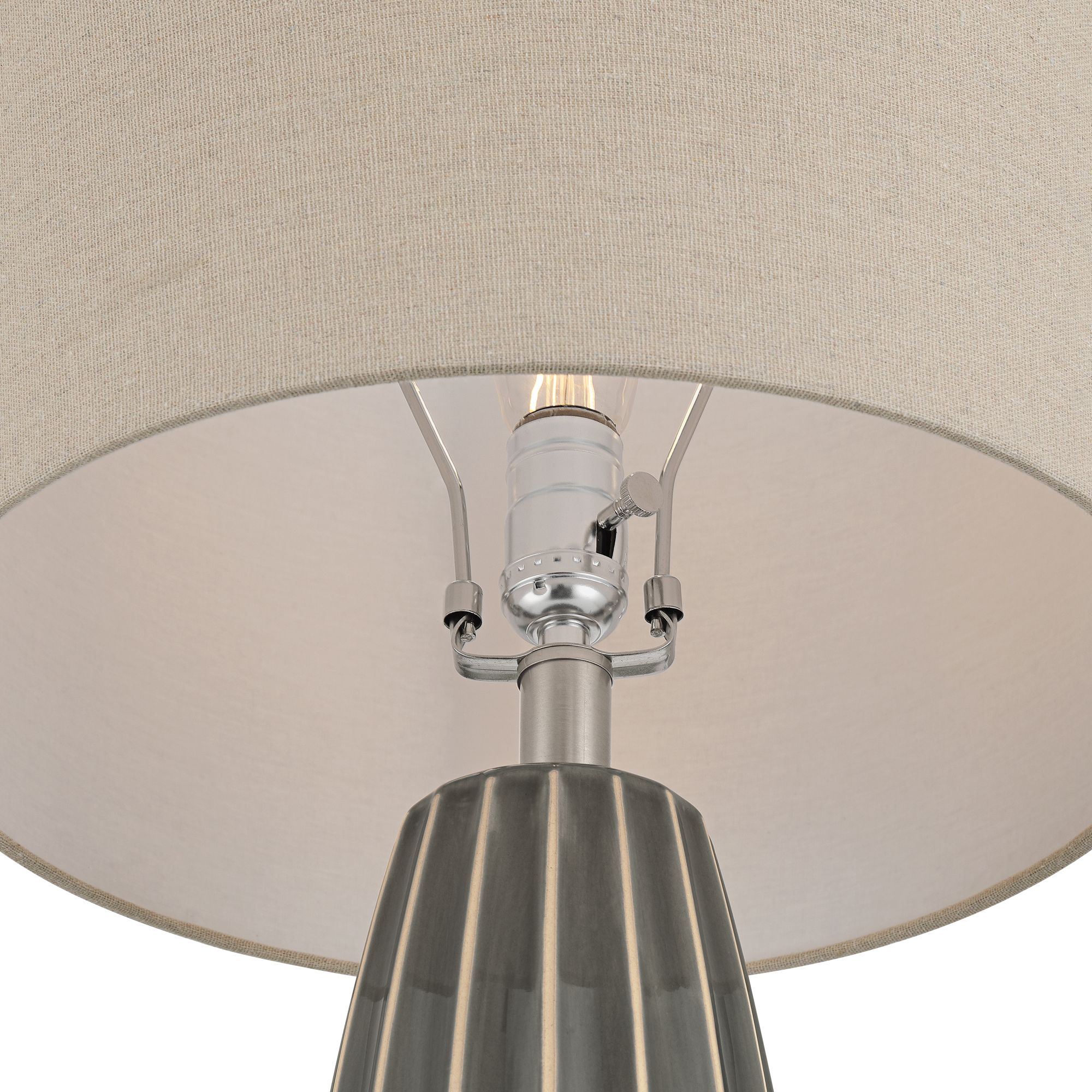 Image 4 Olsen 26 1/2" High Charcoal Gray Stripe Ceramic Table Lamp more views