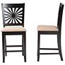 Olympia 25 1/2" Beige Espresso Wood Counter Stools Set of 2