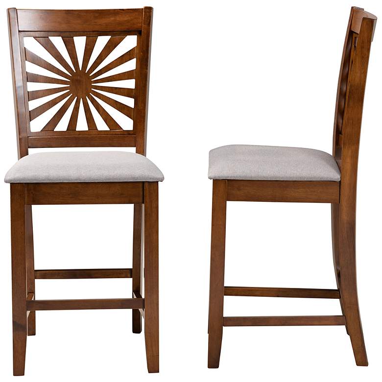 Image 7 Olympia 25 1/2 inch Gray Walnut Wood Counter Stools Set of 2 more views