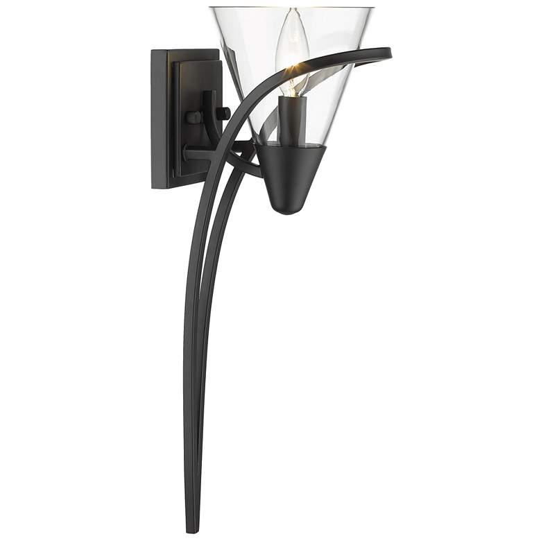 Image 1 Olympia 5 7/8 inch Wide Matte Black 1-Light Wall Sconce with Clear Glass