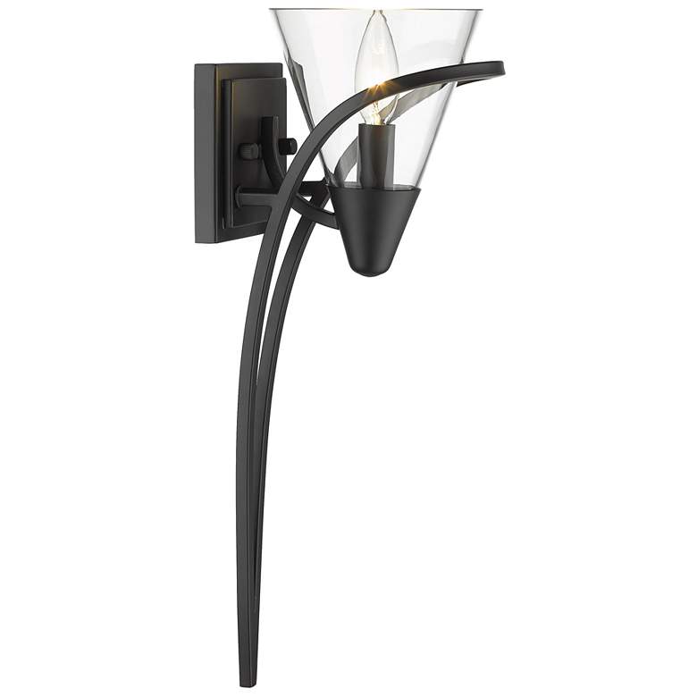 Image 1 Olympia 5 7/8" Wide Matte Black 1-Light Wall Sconce with Clear Glass