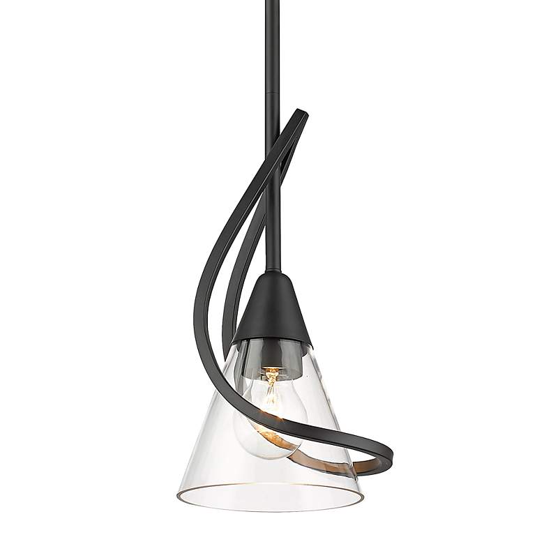 Image 2 Olympia 6" Wide Matte Black Conical Mini Pendant