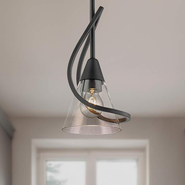Image 1 Olympia 6" Wide Matte Black Conical Mini Pendant