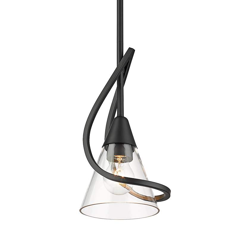 Image 4 Olympia 6" Wide Matte Black Conical Mini Pendant more views