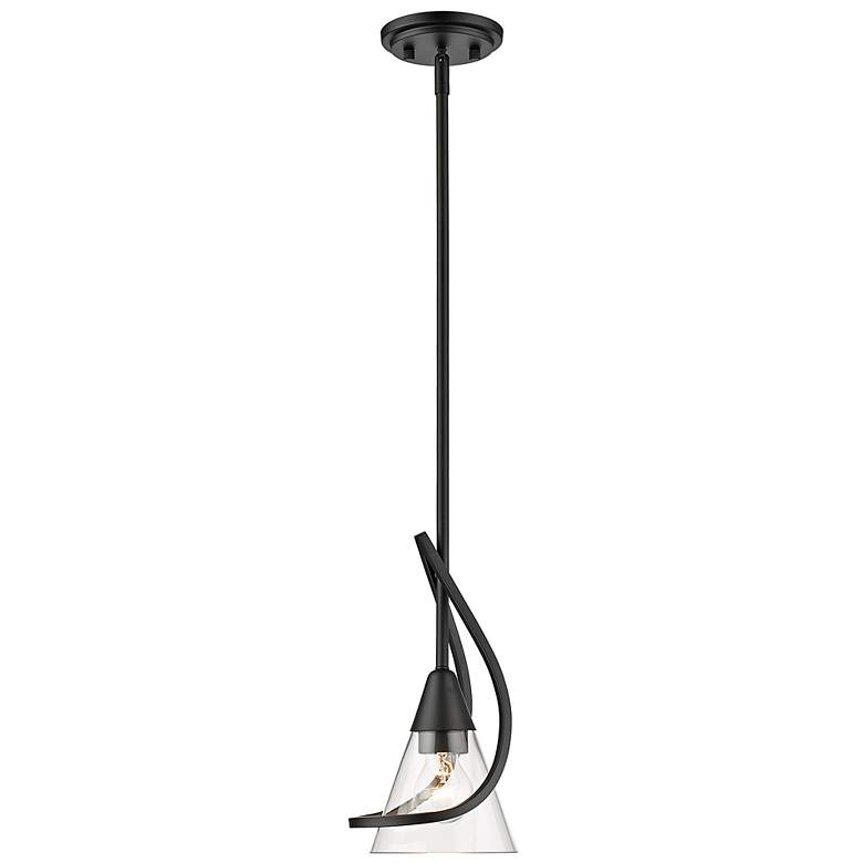Image 6 Olympia 6" Wide Matte Black Conical Mini Pendant more views