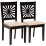 2_Olympia Beige Fabric Espresso Wood Dining Chairs Set of 2