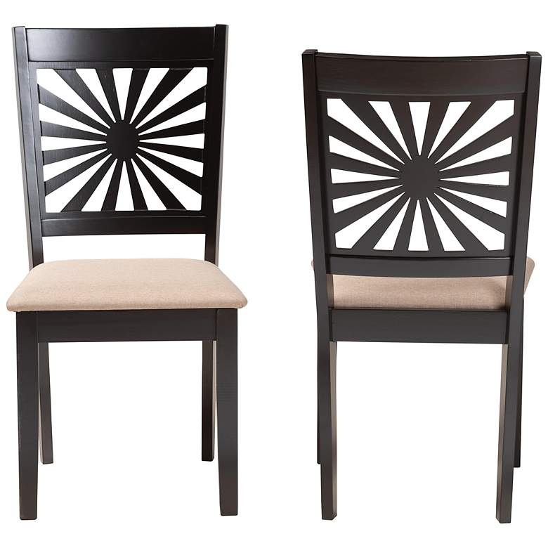 Image 6 Olympia Beige Fabric Espresso Wood Dining Chairs Set of 2 more views