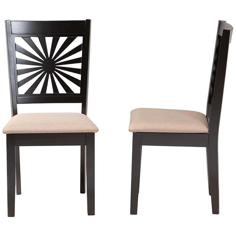 Image 7 Olympia Beige Fabric Espresso Wood Dining Chairs Set of 2 more views