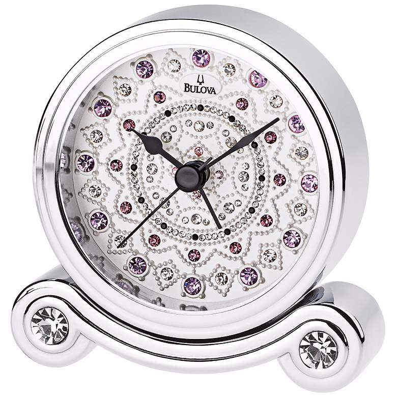 Image 1 Olympia Crystal Accents 3 inch Wide Bulova Alarm Clock