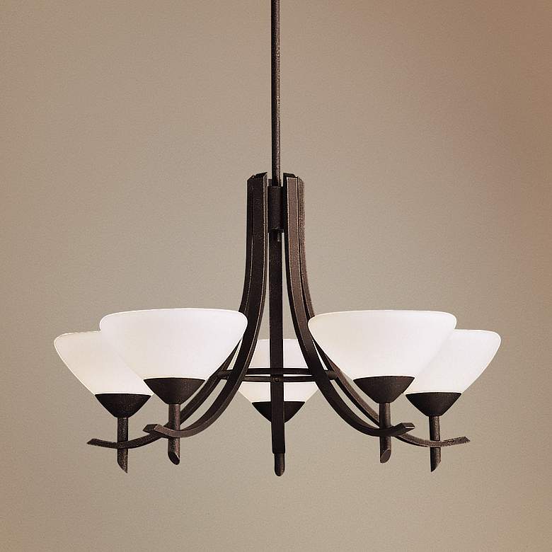 Image 1 Olympia Distressed Black 27" Wide 5-Light Chandelier