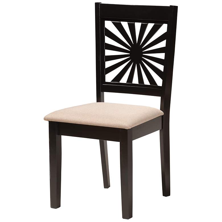 Image 7 Olympia Espresso Brown Wood Beige Fabric 5-Piece Dining Set more views