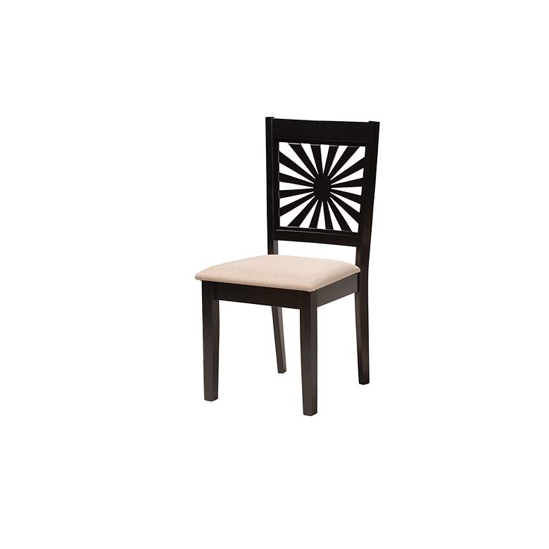 Image 7 Olympia Espresso Brown Wood Beige Fabric 6-Piece Dining Set more views