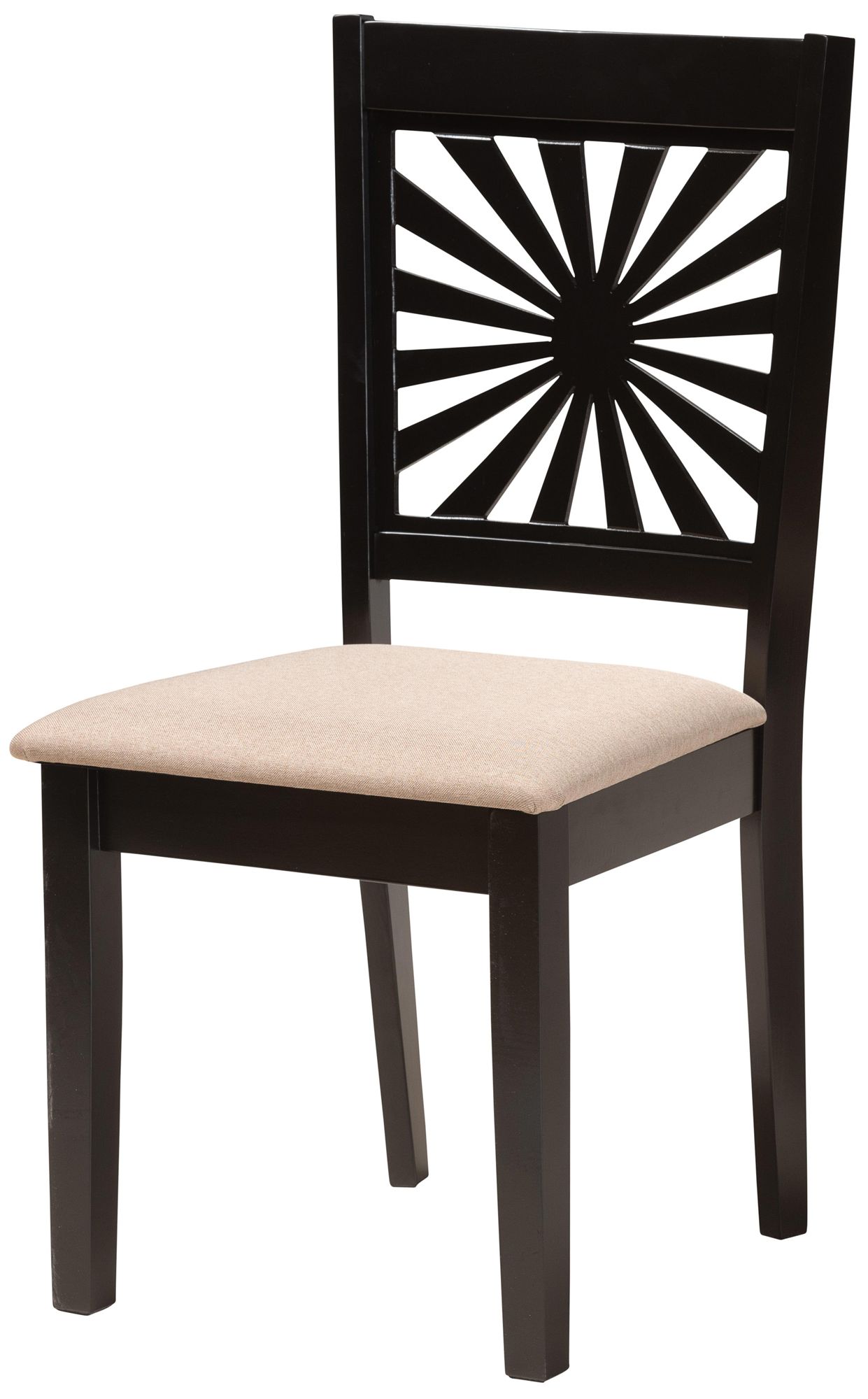 Image 7 Olympia Espresso Brown Wood Beige Fabric 7-Piece Dining Set more views