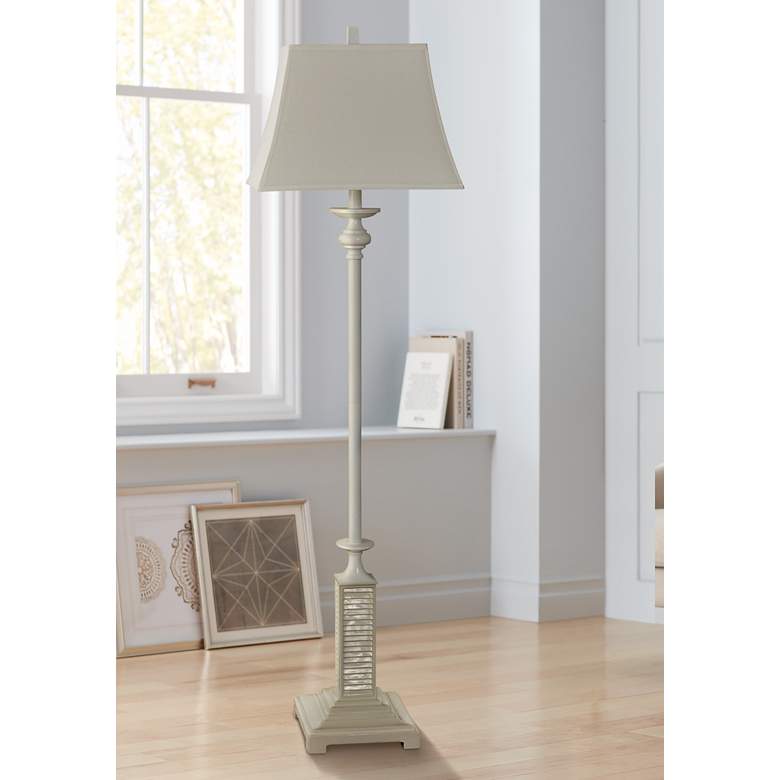 Image 1 Olympia Gloss White Farmhouse Cottage Floor Lamp