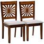Olympia Gray Fabric Walnut Brown Wood Dining Chairs Set of 2