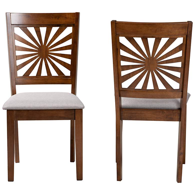 Image 6 Olympia Gray Fabric Walnut Brown Wood Dining Chairs Set of 2 more views