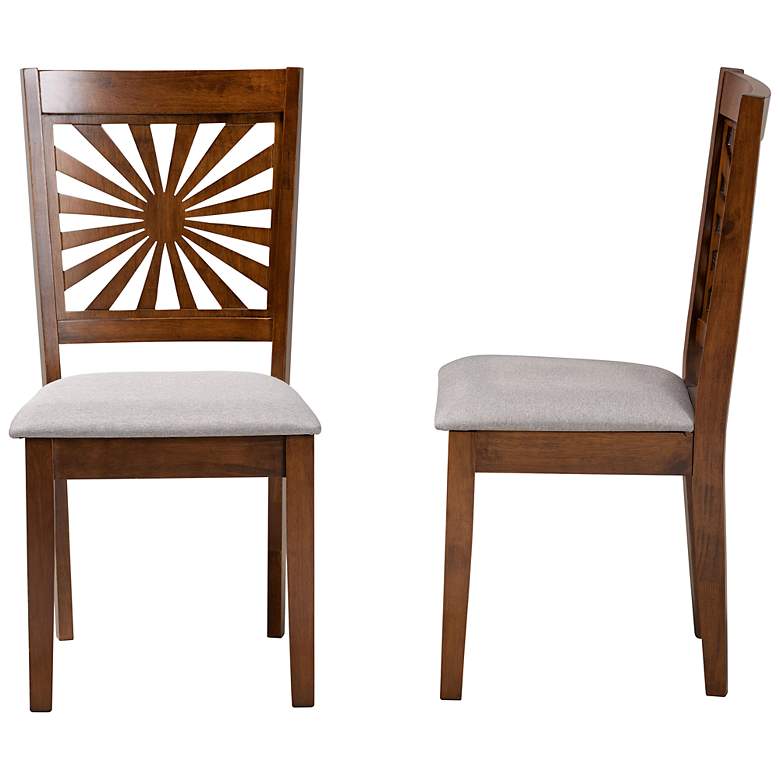 Image 7 Olympia Gray Fabric Walnut Brown Wood Dining Chairs Set of 2 more views
