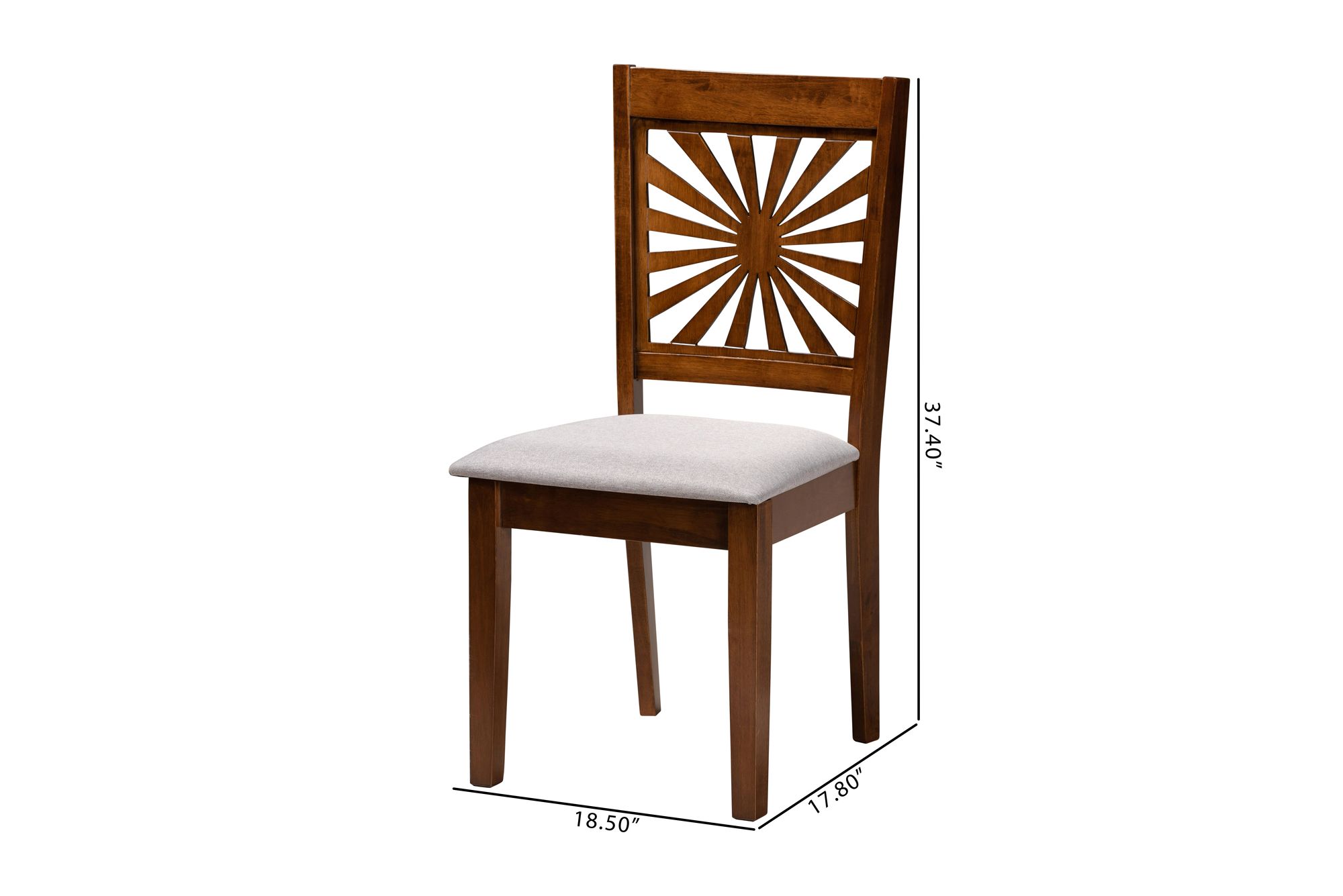 Olympia Gray Fabric Walnut Brown Wood Dining Chairs Set of 2