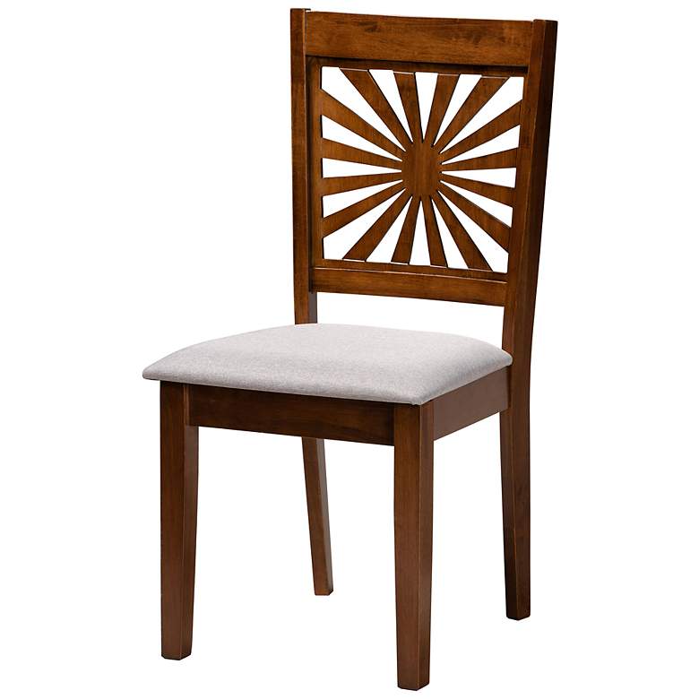 Image 7 Olympia Walnut Brown Wood Gray Fabric 6-Piece Dining Set more views