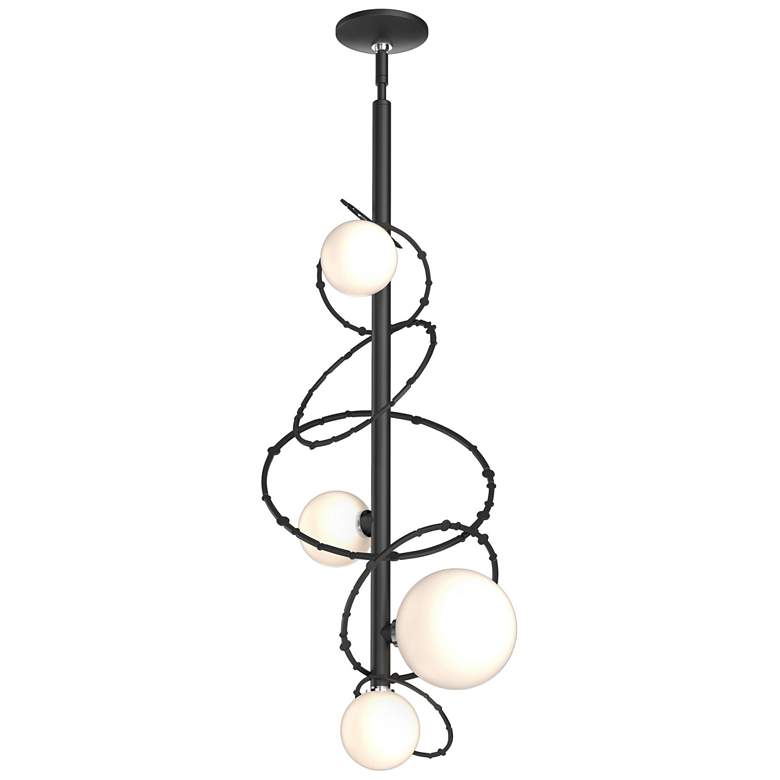 Image 1 Olympus 13.9" Wide Black Vertical Pendant With Opal Glass Shade