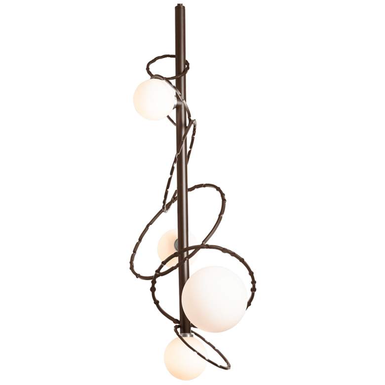 Image 1 Olympus 13.9" Wide Bronze Vertical Pendant With Opal Glass Shade