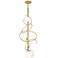 Olympus 13.9" Wide Modern Brass Vertical Pendant With Opal Glass Shade