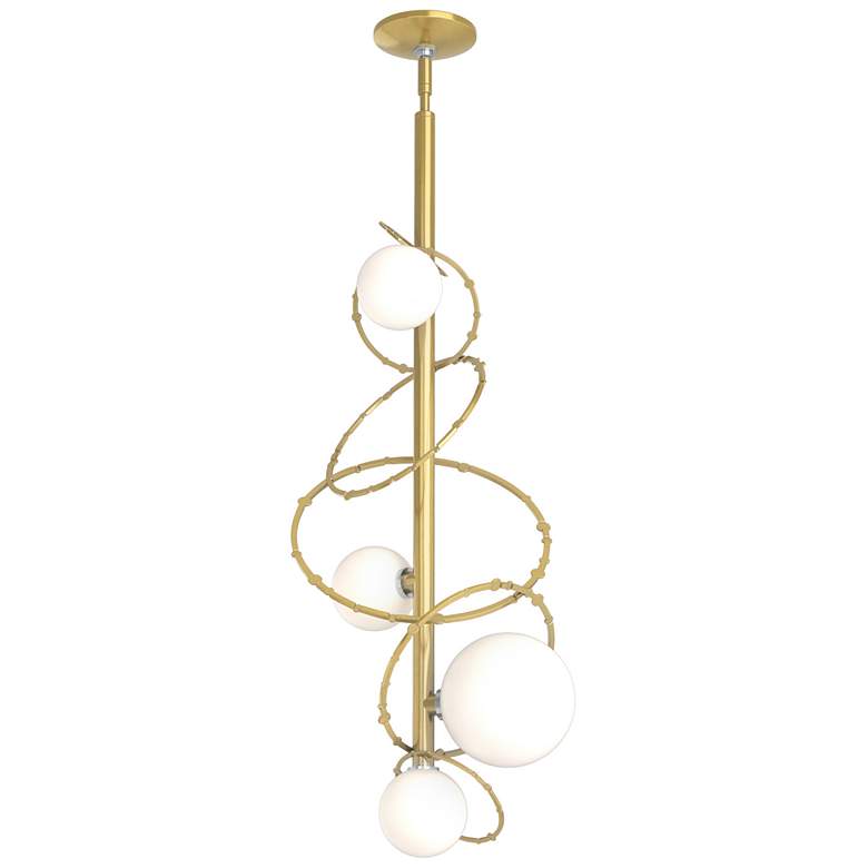 Image 1 Olympus 13.9" Wide Modern Brass Vertical Pendant With Opal Glass Shade