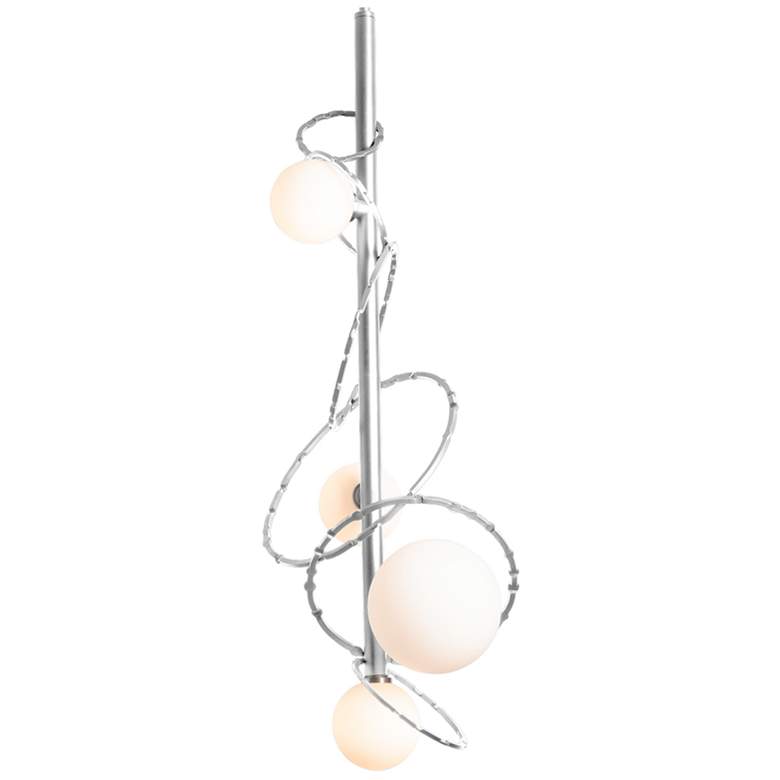 Image 1 Olympus 13.9" Wide Sterling Vertical Pendant With Opal Glass Shade