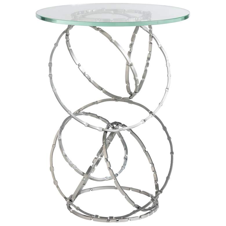 Image 1 Olympus 18" Wide Glass Top Sterling Accent Table Finish