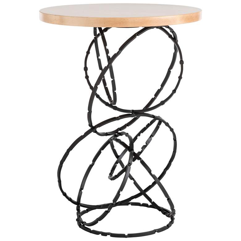 Image 1 Olympus 18" Wide Natural Maple Wood Top Black Accent Table