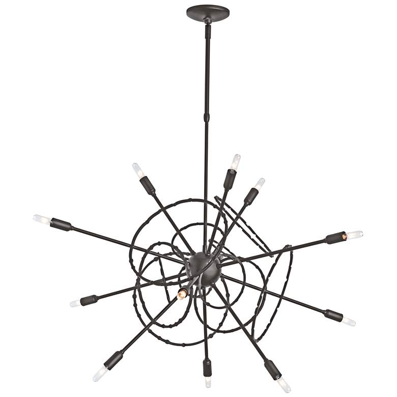 Image 1 Olympus 33.2" Wide 12.Light Dark Smoke Starburst Pendant