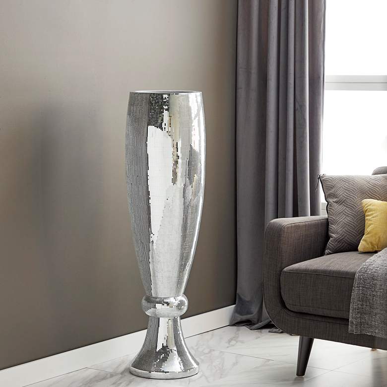 Image 5 Olympus Champagne Silver Mosaic Mirror 48"H Table/Floor Vase more views
