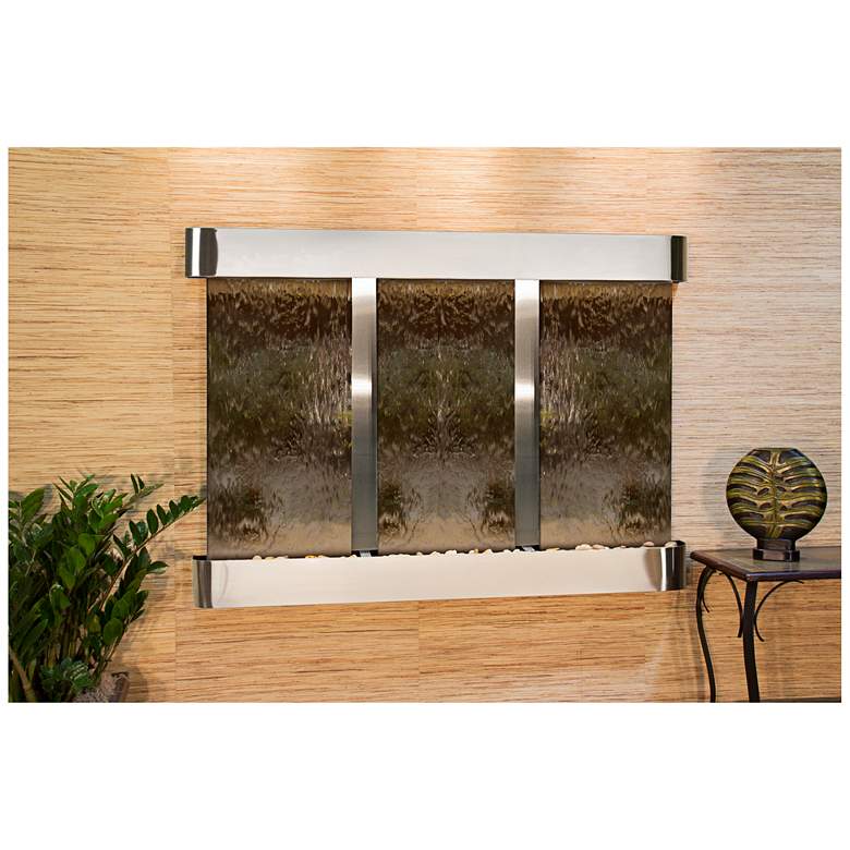 Image 1 Olympus Falls 54"H Bronze Mirror Round Indoor Wall Fountain
