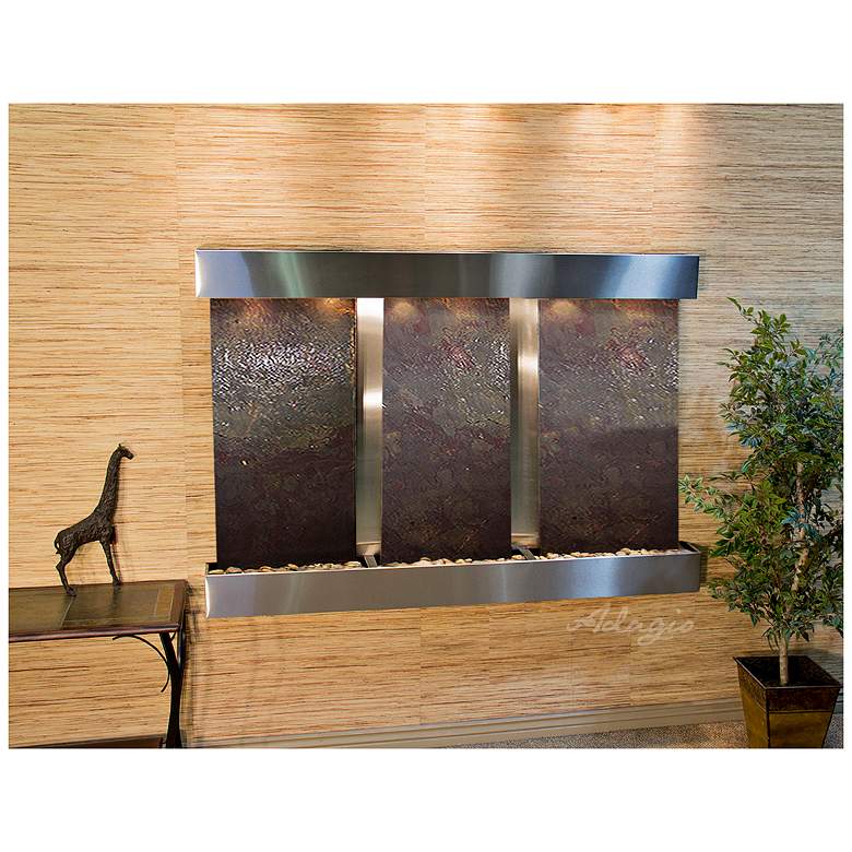 Image 1 Olympus Falls 54"H Featherstone Indoor Steel Wall Fountain