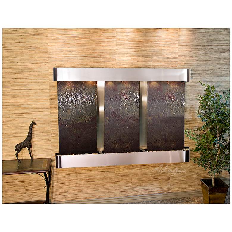 Image 1 Olympus Falls 54"H Featherstone Round Indoor Wall Fountain