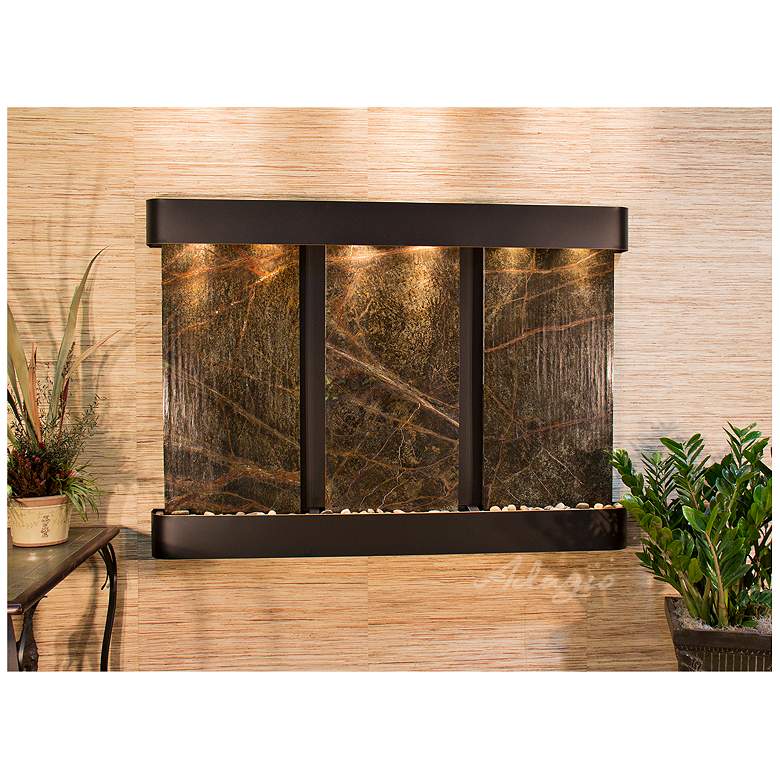 Image 1 Olympus Falls 54"H Green Marble Round Indoor Copper Fountain