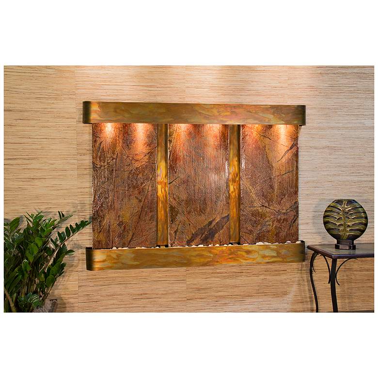 Image 1 Olympus Falls 54 inchH Round Rustic Brown Marble Indoor Fountain