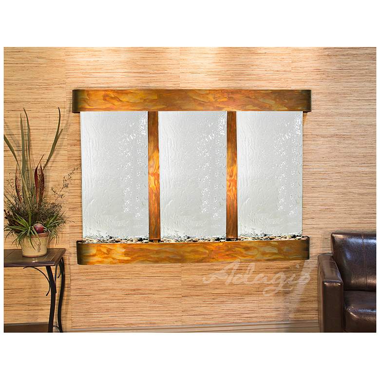 Image 1 Olympus Falls 54 inchH Round Rustic Silver Indoor Wall Fountain