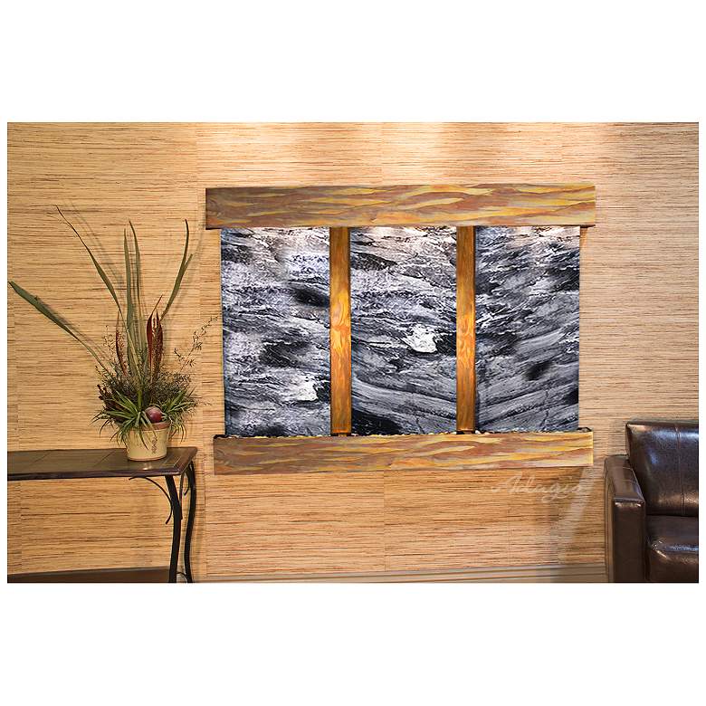 Image 1 Olympus Falls 54 inchH Rustic Black Marble Indoor Wall Fountain