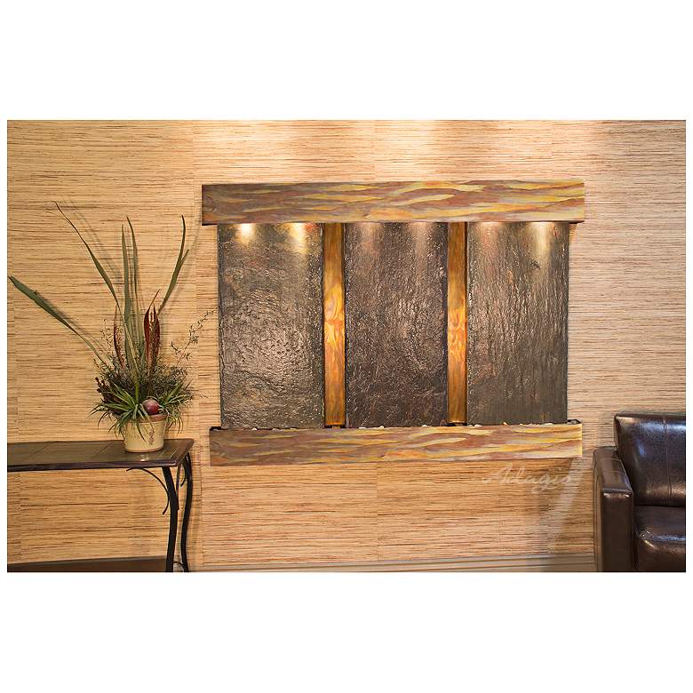 Image 1 Olympus Falls 54"H Rustic Natural Slate Indoor Wall Fountain