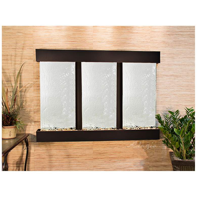 Image 1 Olympus Falls 54"H Silver Mirror Indoor Copper Wall Fountain