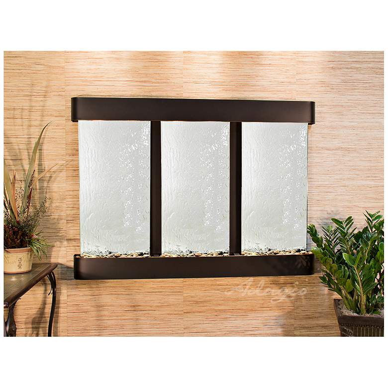 Image 1 Olympus Falls 54"H Silver Round Indoor Copper Wall Fountain