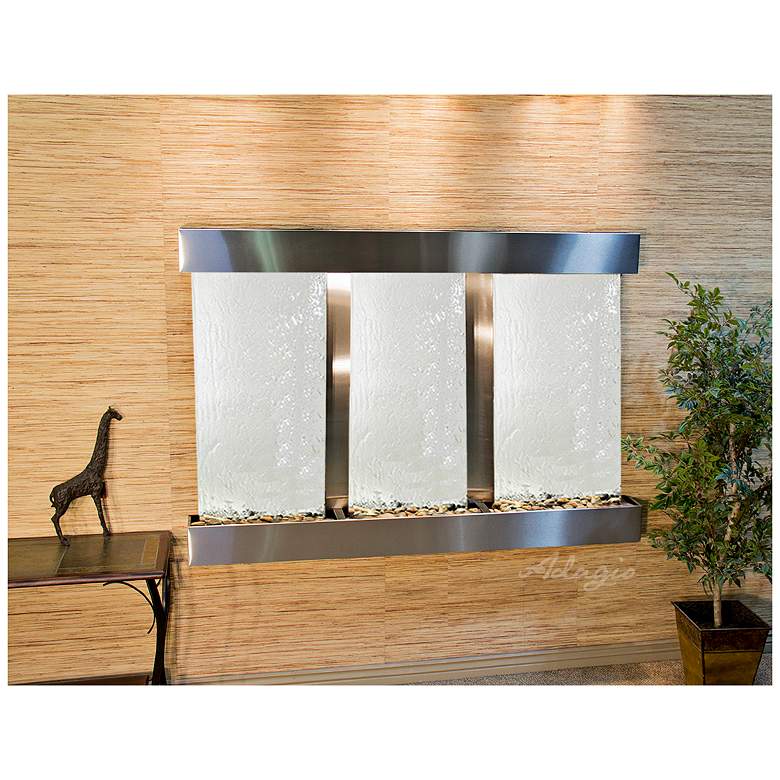 Image 1 Olympus Falls 75" Wide Three-Panel Silver Wall Fountain