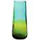 Ombre 12" High Small Tapered Aqua and Green Glass Vase