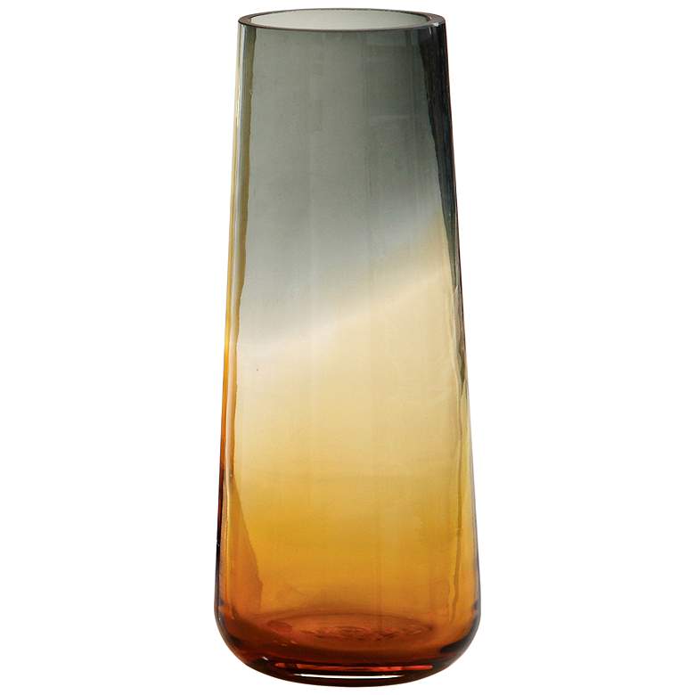 Image 1 Ombre 12" High Small Tapered Gray and Amber Glass Vase