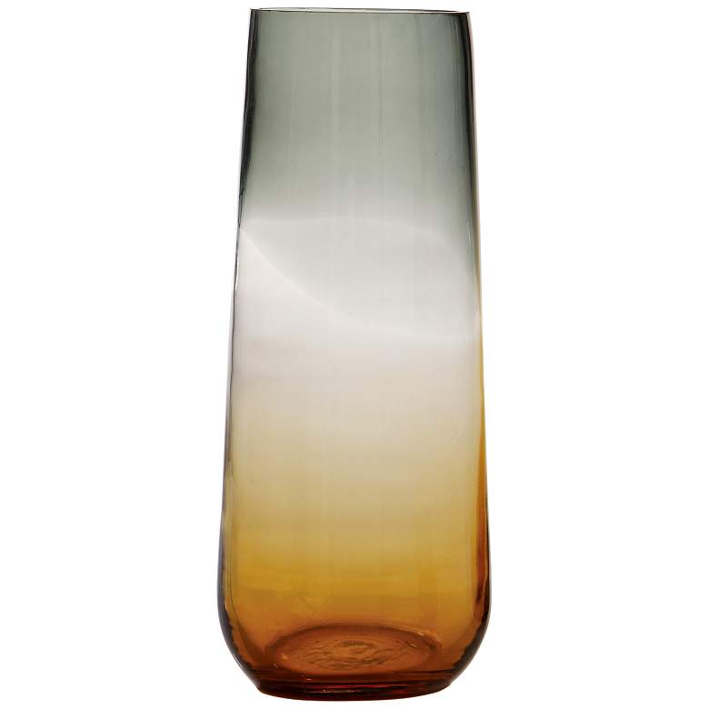 Image 1 Ombre 15 3/4" High Medium Tapered Gray and Amber Glass Vase
