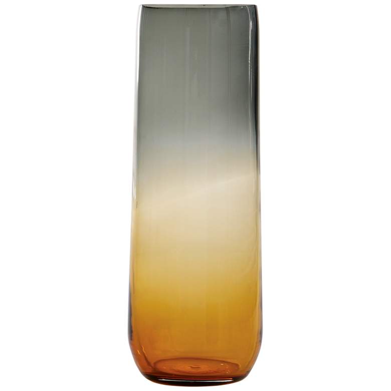 Image 1 Ombre 19 1/2 inch High Large Tapered Gray and Amber Glass Vase
